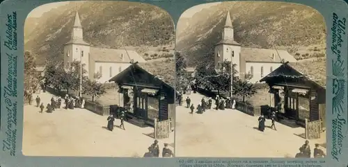 Stereofoto Odden Norwegen, Dorfkirche