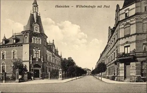 Ak Hainichen in Sachsen, Wilhelmstraße, Post