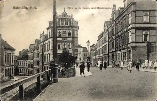 Ak Schmölln in Thüringen, Blick in die Schulstraße und Hohestraße