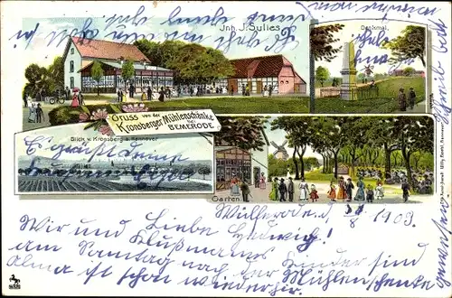 Litho Bemerode Hannover in Niedersachsen, Kronsberger Mühlenschänke, Denkmal