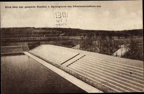 Ak Hamburg Altona, Schwimmstadion vom Sprungturm gesehen