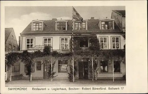 Ak Świnoujście Swinemünde Pommern, Restaurant und Logierhaus, Bollwerk 17