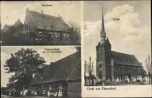 Ak Eitzendorf Hilgermissen Niedersachsen, Pfarrhaus, Kirche, Gastwirtschaft