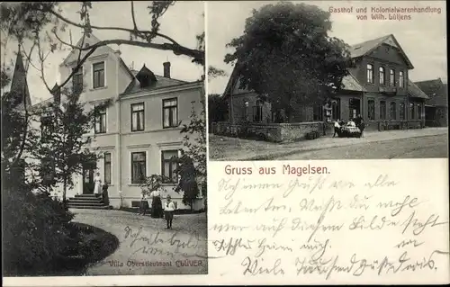 Ak Magelsen Hilgermissen Niedersachsen, Gasthof und Kolonialwarenhandlung, Villa Clüver