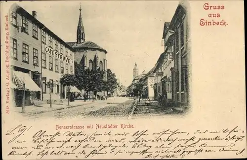 Ak Einbeck in Niedersachsen Benserstraße, Neustädter Kirche, Cafe Struve