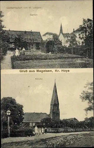 Ak Magelsen Hilgermissen Niedersachsen, Gastwirtschaft, Kirche