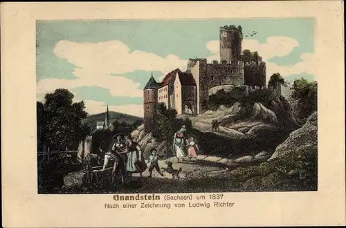 Künstler Ak Richter, Ludwig, Gnandstein Frohburg in Sachsen, Burg um 1837