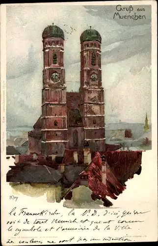 Künstler Litho Kley, Heinrich, München Bayern, Frauenkirche