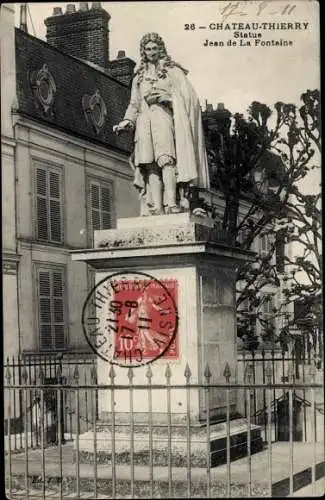 Ak Château Thierry Aisne, Statue Jean de La Fontaine