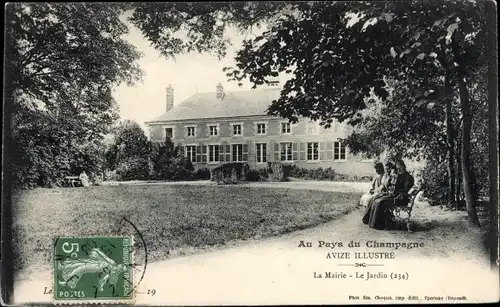 Ak Avize Marne, Das Rathaus, Der Garten
