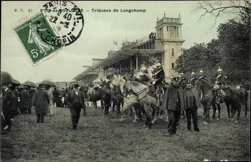 Ak Paris XVI, Bois de Boulogne, Rennbahn Longchamp, Tribünen