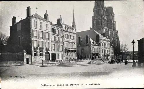 Ak Orléans Loiret, Place de l’Etape, Theater