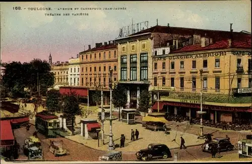 Ak Toulouse Haute Garonne, Avenue und Carrefour Jean-Jaures, Theater des Variete