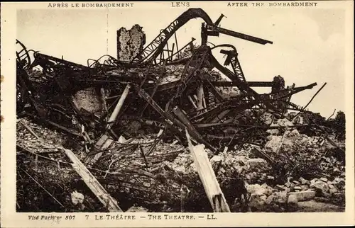 Ak Lens Pas de Calais, Das Theater, nach der Bombardierung