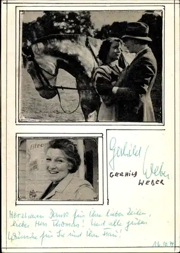 Ak Schauspielerin Gerhild Weber, Portrait, Autogramm