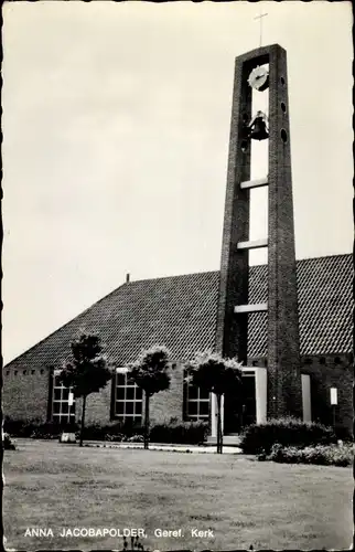 Ak Anna Jacobapolder Zeeland Niederlande, Geref. Kirche