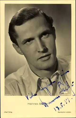 Ak Schauspieler Hannes Stelzer, Portrait, Autogramm
