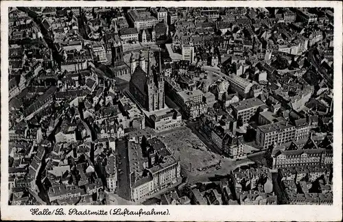 Ak Halle an der Saale, Luftbild der Stadtmitte