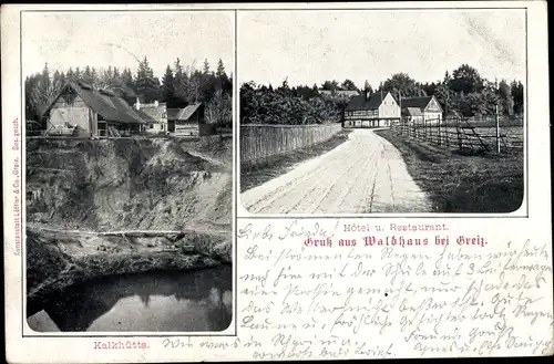 Ak Waldhaus Herrmannsgrün Mohlsdorf in Thüringen, Hotel, Kalkhütte