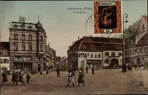 Ak Homburg im Saarpfalz Kreis, Marktplatz, Passanten