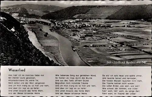 Ak Bodenwerder an der Weser, Panorama, Weserlied