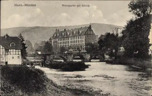 Ak Hann. Münden in Niedersachsen, Werra, Schloss, Brücke