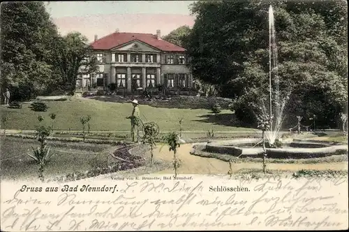 Ak Bad Nenndorf an der Weser, Schlösschen, Springbrunnen