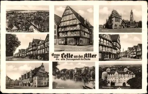 Ak Celle an der Aller, altes Patrizierhaus, Stechbahn, Rathaus, Allerpartie