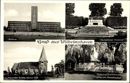 Ak Wilhelmshaven, Ehrenfriedhof, Rathaus, Ehrenmal, Kirche