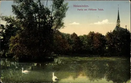 Ak Holzminden an der Weser, Mittlerer Teich