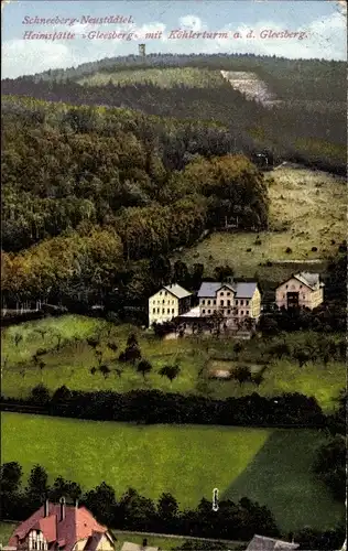 Ak Schneeberg im Erzgebirge, Heimstätte Gleesberg, Köhlerturm