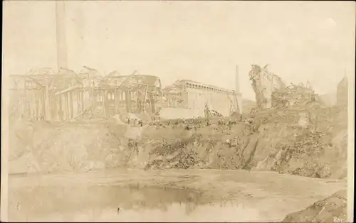 Foto Ak Oppau Ludwigshafen am Rhein, Explosion des Stickstoffwerkes 1921, Ruinen