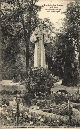 Ak Remagen am Rhein, St. Antonius Statue, Apollinarisberg