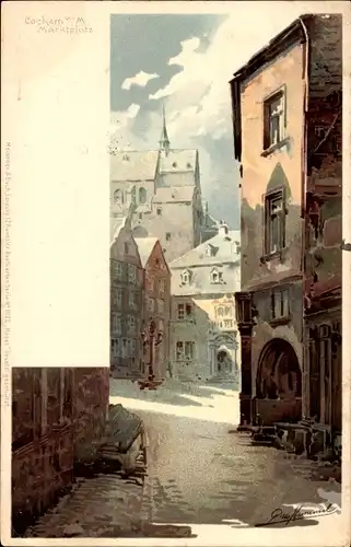 Künstler Litho Cochem an der Mosel, Marktplatz