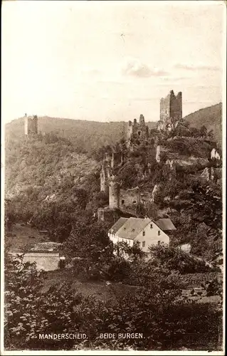 Ak Manderscheid in der Eifel, beide Burgen