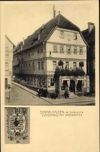 Ak Schmalkalden in Thüringen, Lutherhaus, Hauswappen