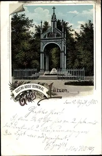 Litho Lützen im Burgenlandkreis, Gustav Adolf Denkmal