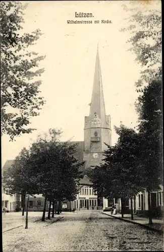 Ak Lützen im Burgenlandkreis, Wilhelmstraße, Kirche