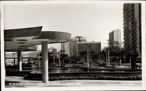 Ak Santos Brasilien, Lago do Jardim a Beira Mar