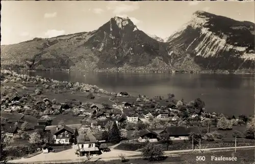 Ak Faulensee Spiez am Thuner See Kanton Bern, Panorama