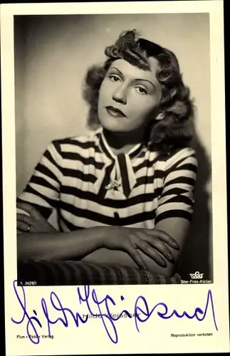 Ak Schauspielerin Hilde Weissner, Portrait, Autogramm