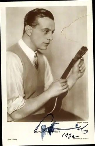 Ak Schauspieler Iwan Petrovich, Portrait mit Ukulele, Autogramm