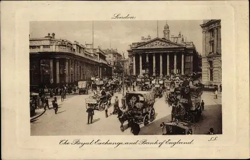 Präge Ak London City England, Royal Exchange, Bank of England