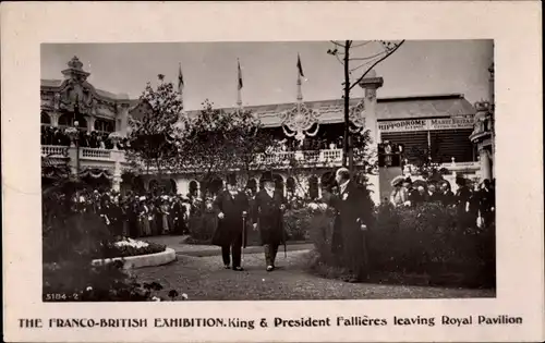 PC London City England, Franco-British Exhibition, King and President Fallieres, Royal Pavilion