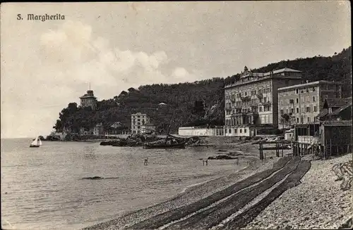 Ak Santa Margherita Liguria, Uferpartie, Strand