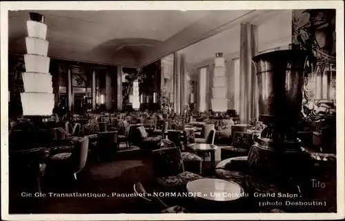 Ak Paquebot Normandie, eine Ecke des Grand Salon, CGT, French Line