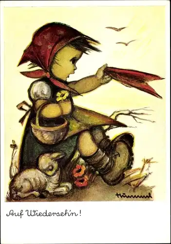 Künstler Ak Hummel, Berta, Auf Wiedersehen, Mädchen mit Lamm, Nr 4770