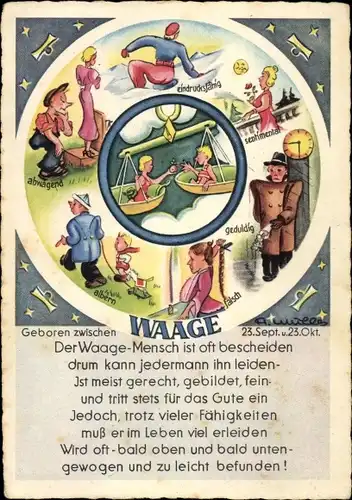 Künstler Ak Sternzeichen Waage, Libra, 24. September bis 23. Oktober