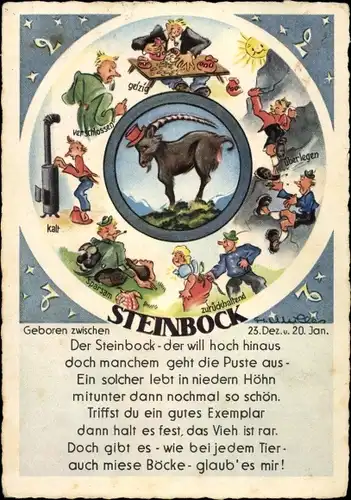 Künstler Ak Sternzeichen Steinbock, Capricornus, 22. Dezember bis 20. Januar