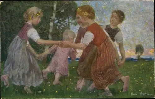 Künstler Ak Hartmann, K., Kinderreigen, Tanzende Kinder